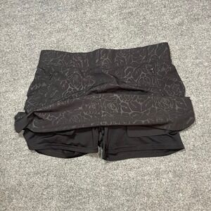 ORVIS Black Floral Burnout Print Athletic Skirt Built in Shorts Size M